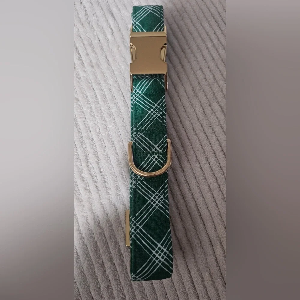 The Foggy Dog Green Plaid Dog Collar (L)